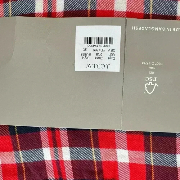 J. Crew Flannel long-sleeve cropped pajama pant set in plaid 2X - Picture 6 of 6